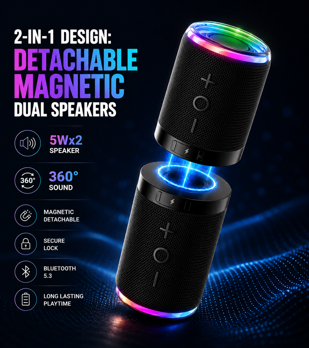 Magnetic Detachable Bluetooth Speaker
